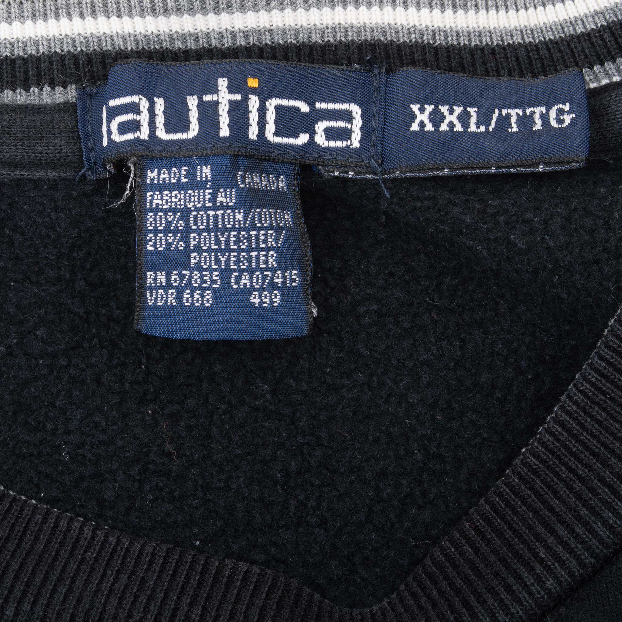 Vintage Nautica Black Sweatshirt 1990S Size 2XL