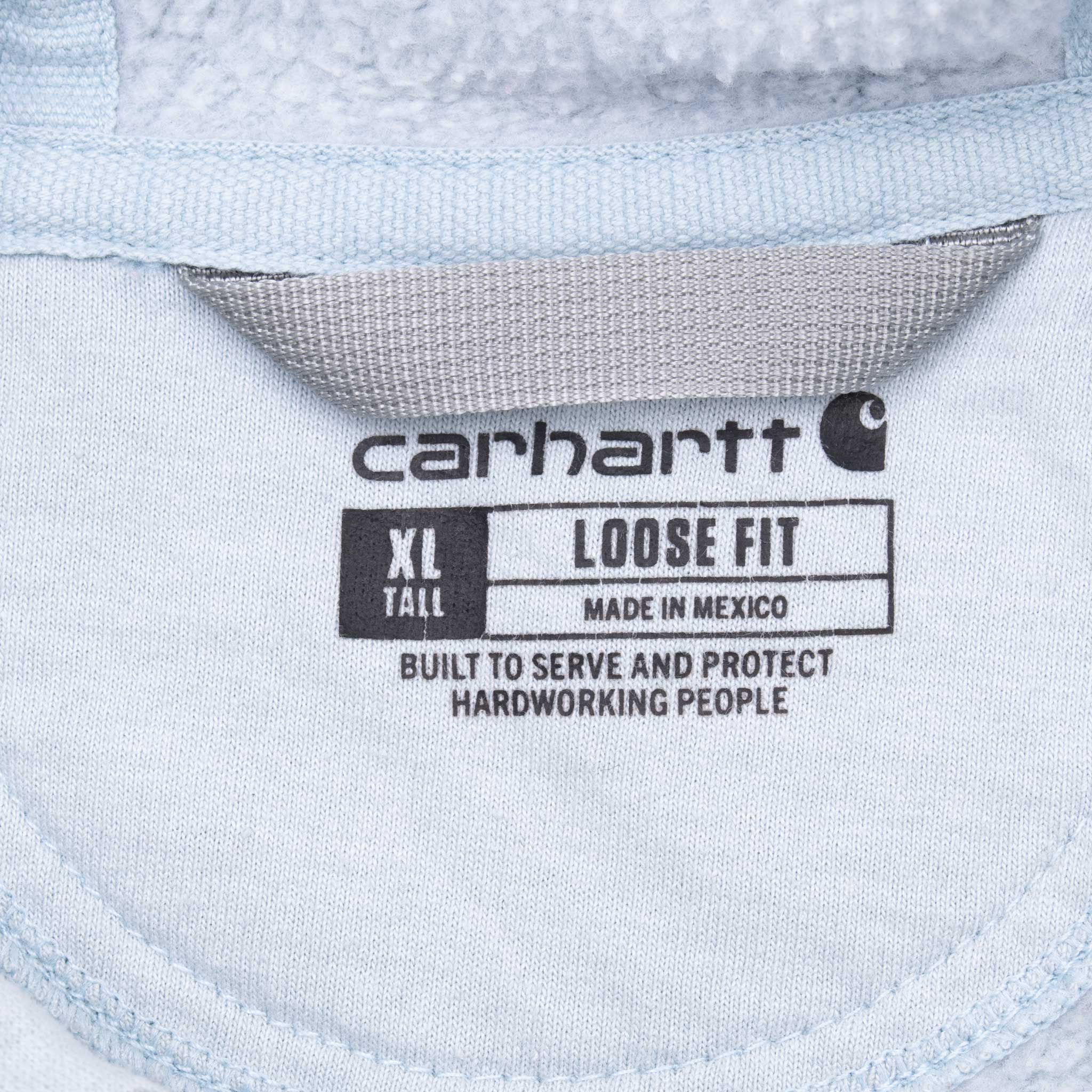 Vintage Carhartt Light Blue Hoodie Sweatshirt 2000S Size XL Tall