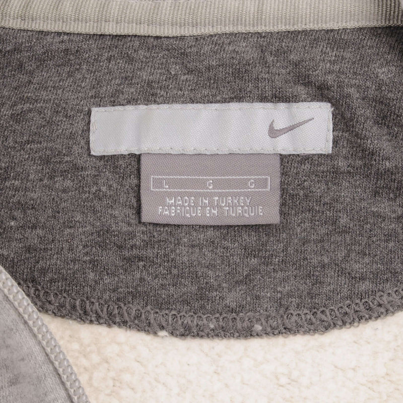 Vintage Nike Classic Swoosh Gray Full Zip Hoodie Sweatshirt 2000S Size Large