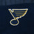 Close-up of embroidered St. Louis Blues logo on navy fleece