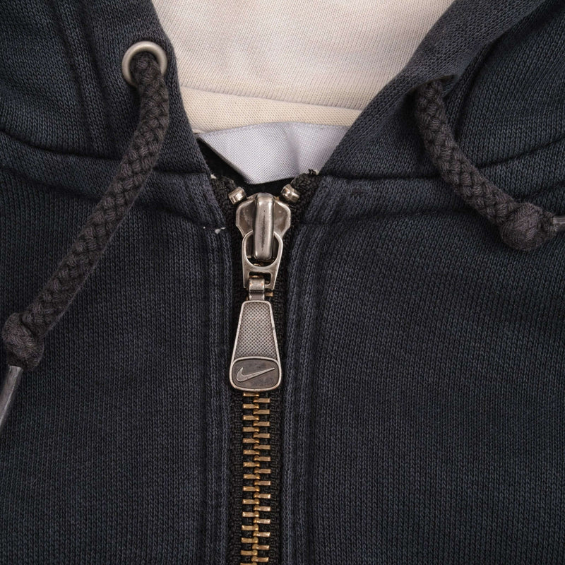 Vintage Nike Spellout Black Full Zip Hoodie Sweatshirt 2000S Size XL