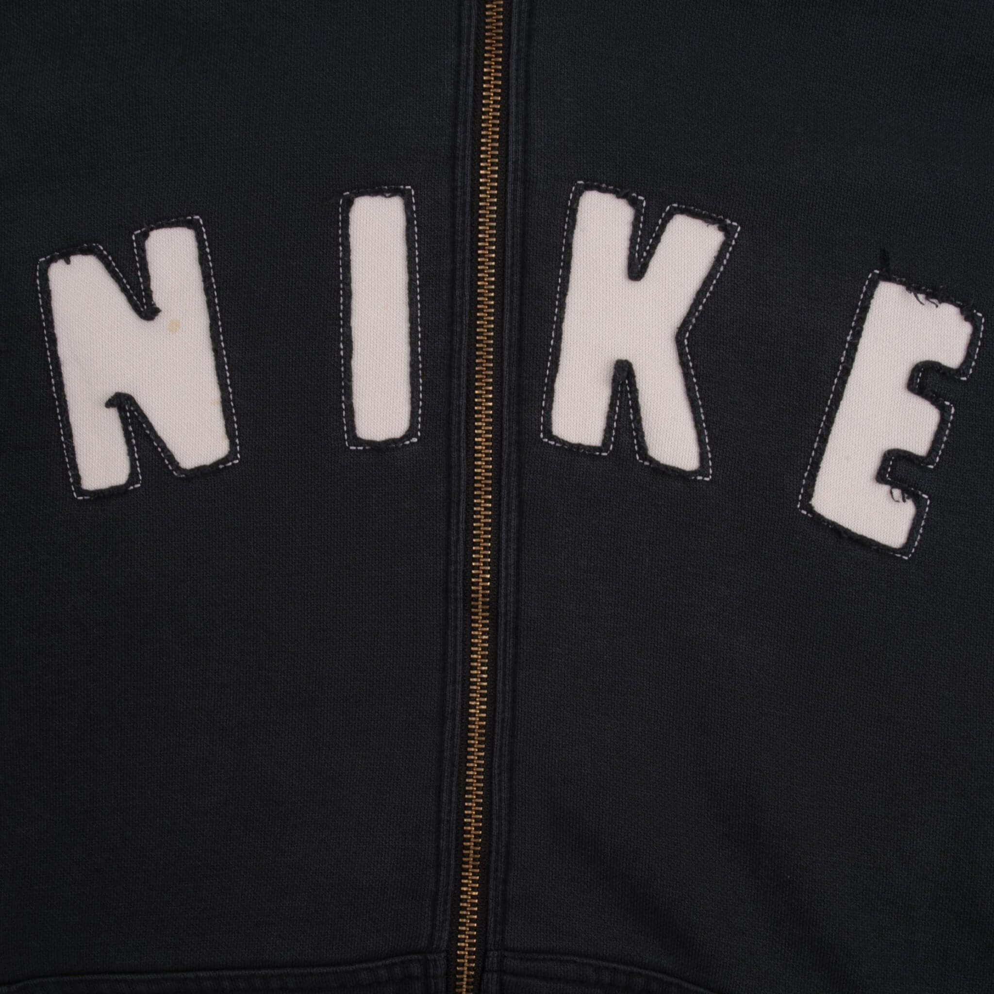 Vintage Nike Spellout Black Full Zip Hoodie Sweatshirt 2000S Size XL