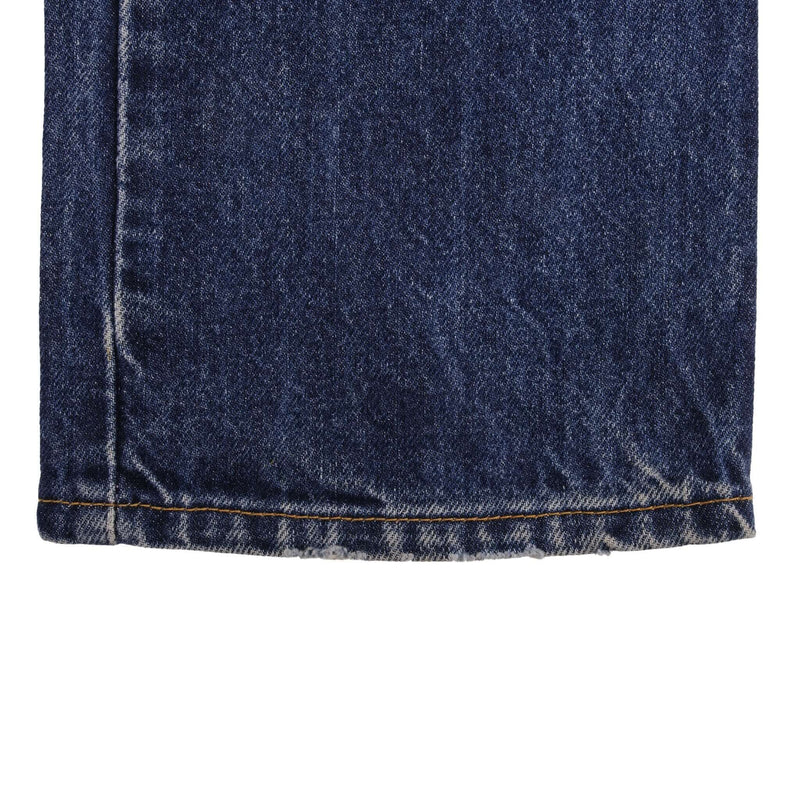 Beautiful Indigo Levis 517 Jeans 1990s Made in USA with Medium Dark Blue Wash With Beautiful Whiskers.  Size on tag 30X30  Back Button #554