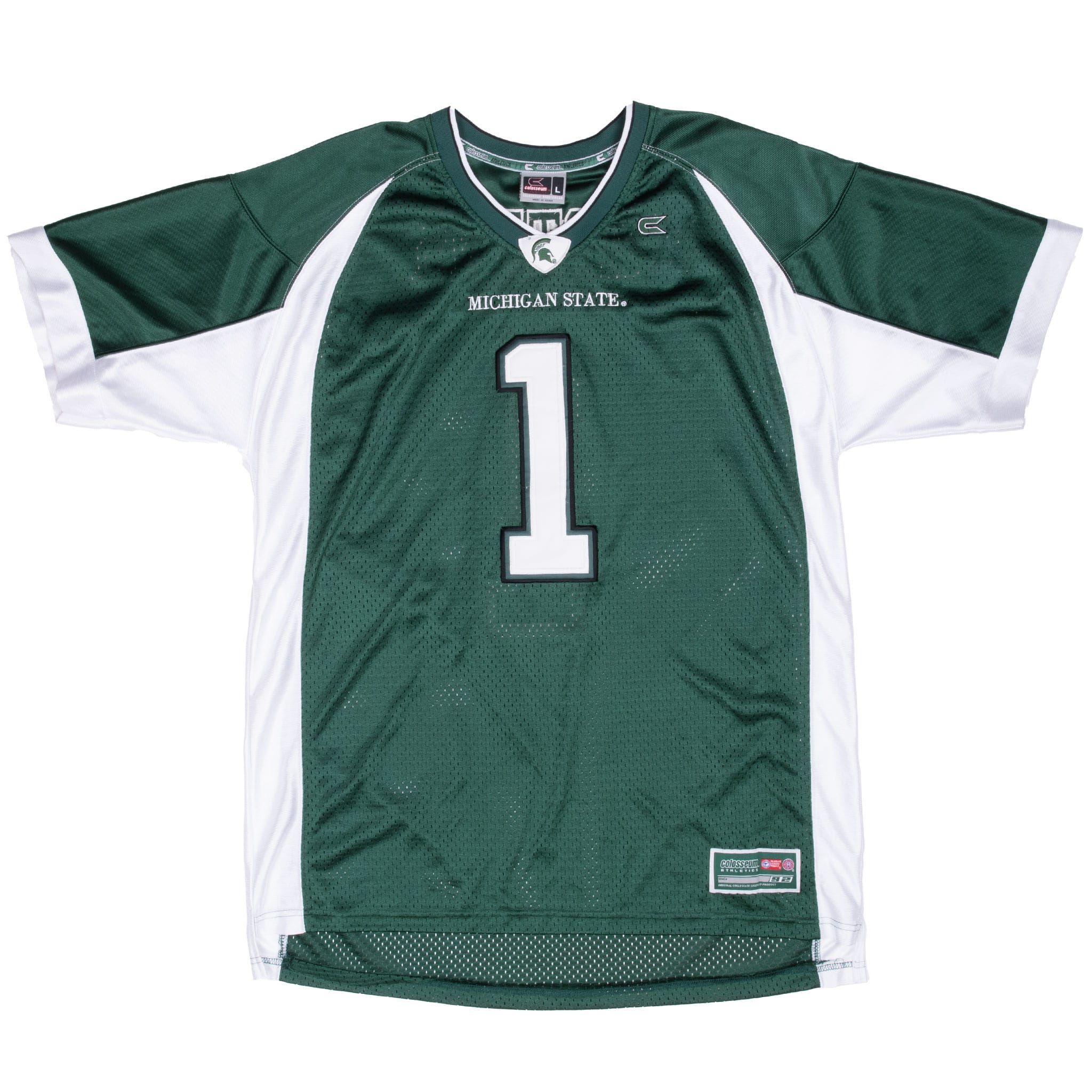 VINTAGE NCAA MICHIGAN STATE SPARTANS #1 1990S FOOTBALL JERSEY SIZE LARGE