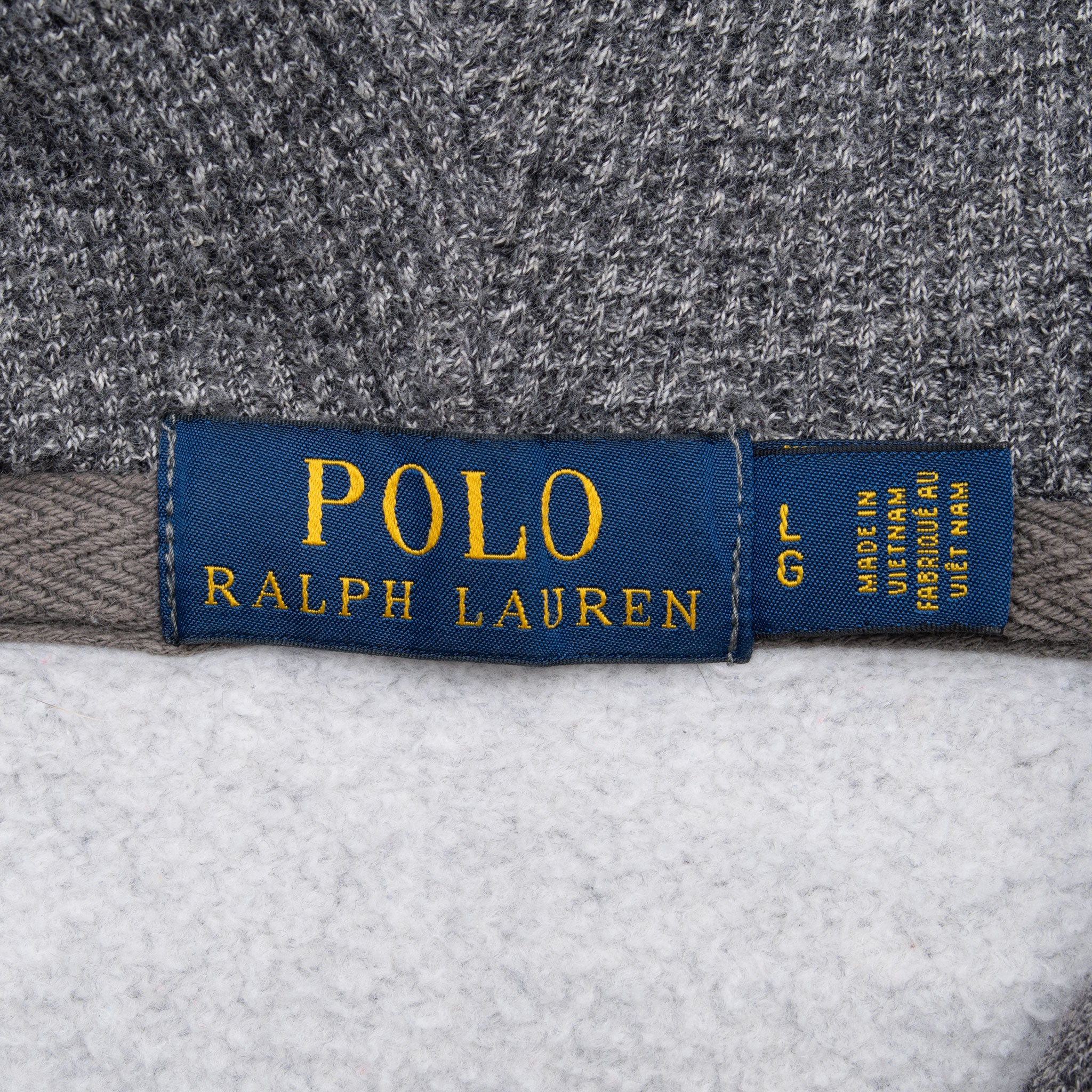 Vintage Ralph Lauren Full Zip Classic Grey Hoodie Sweatshirt Size Large