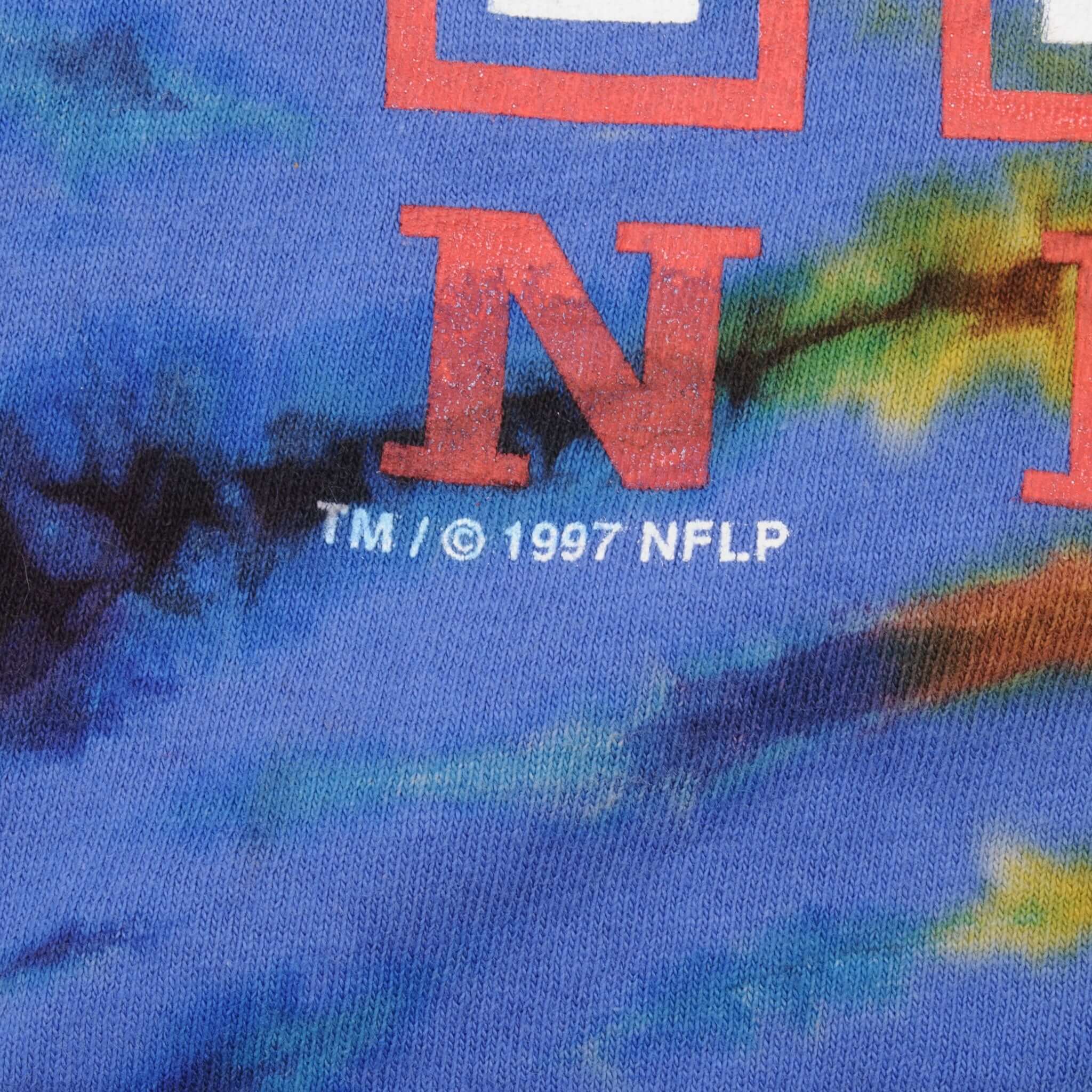Vintage Tie Dye NFL New England Patriots NFL On Fox Tee Shirt 1997 Size Large Made In USA With Single Stitch Sleeves.