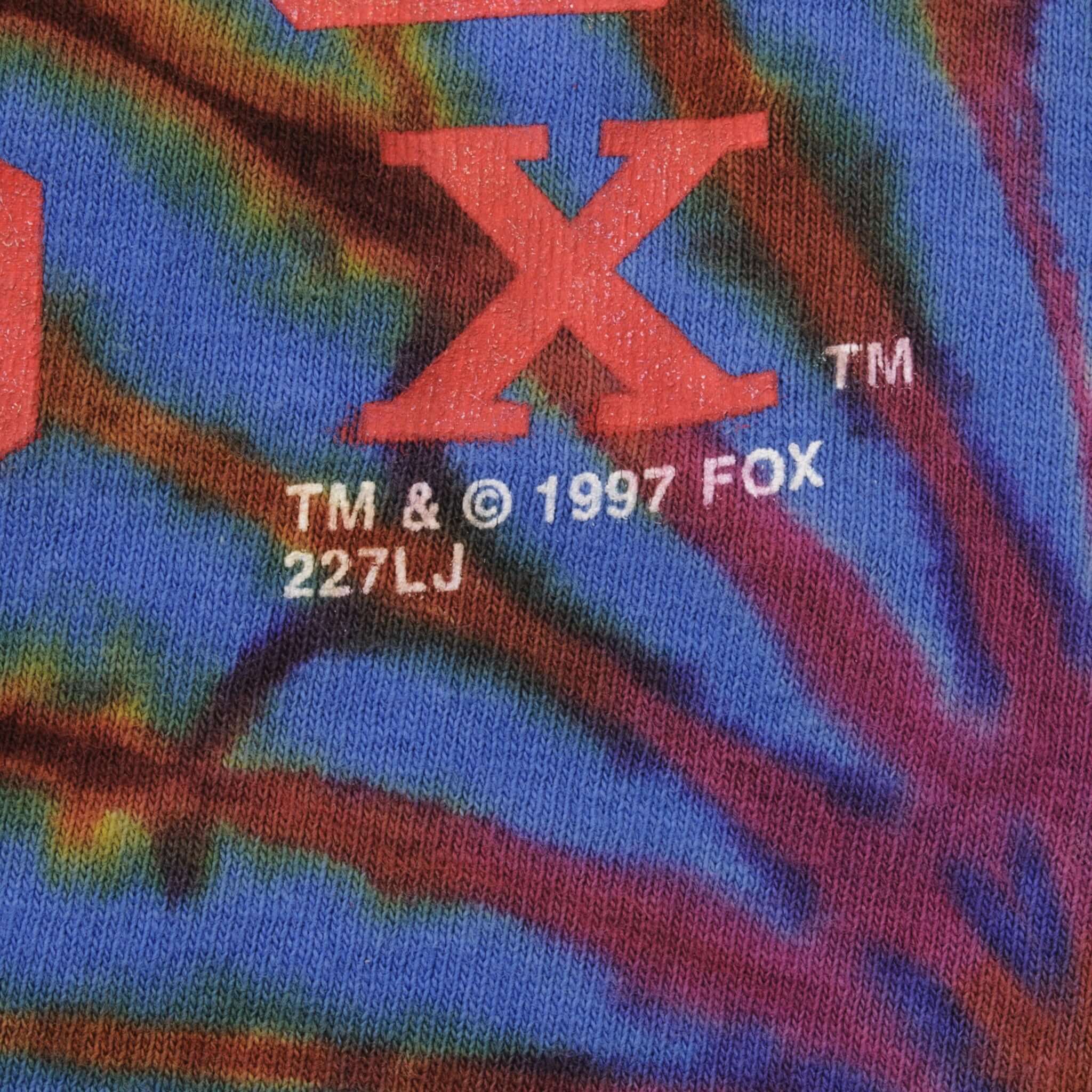 Vintage Tie Dye NFL New England Patriots NFL On Fox Tee Shirt 1997 Size Large Made In USA With Single Stitch Sleeves.
