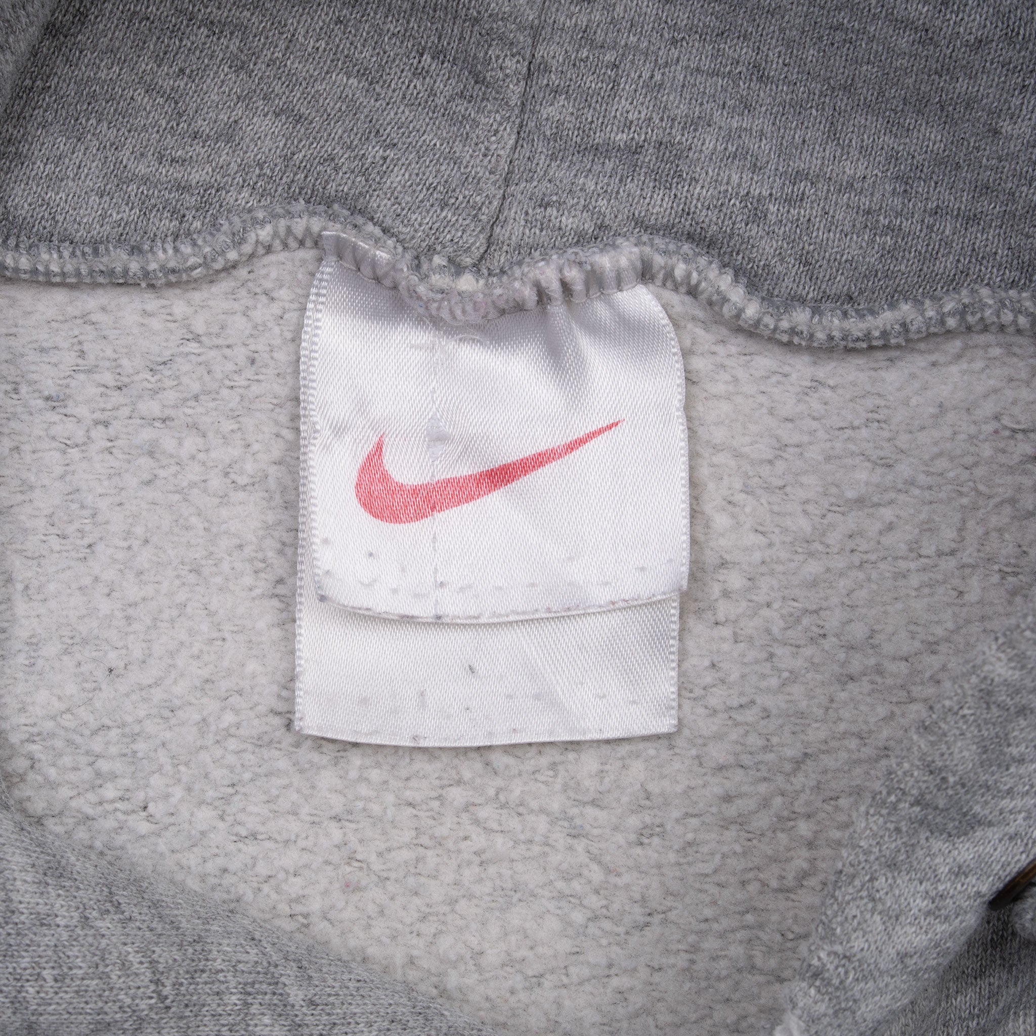 Vintage Nike Center Swoosh Grey Travis Scott Hoodie Sweatshirt 1990S Size Medium Made In USA