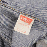 Beautiful Vintage Levis Type 3 Jacket With a Medium Wash 4 Pockets 1980S Made In USA Size Large. Back Button #74