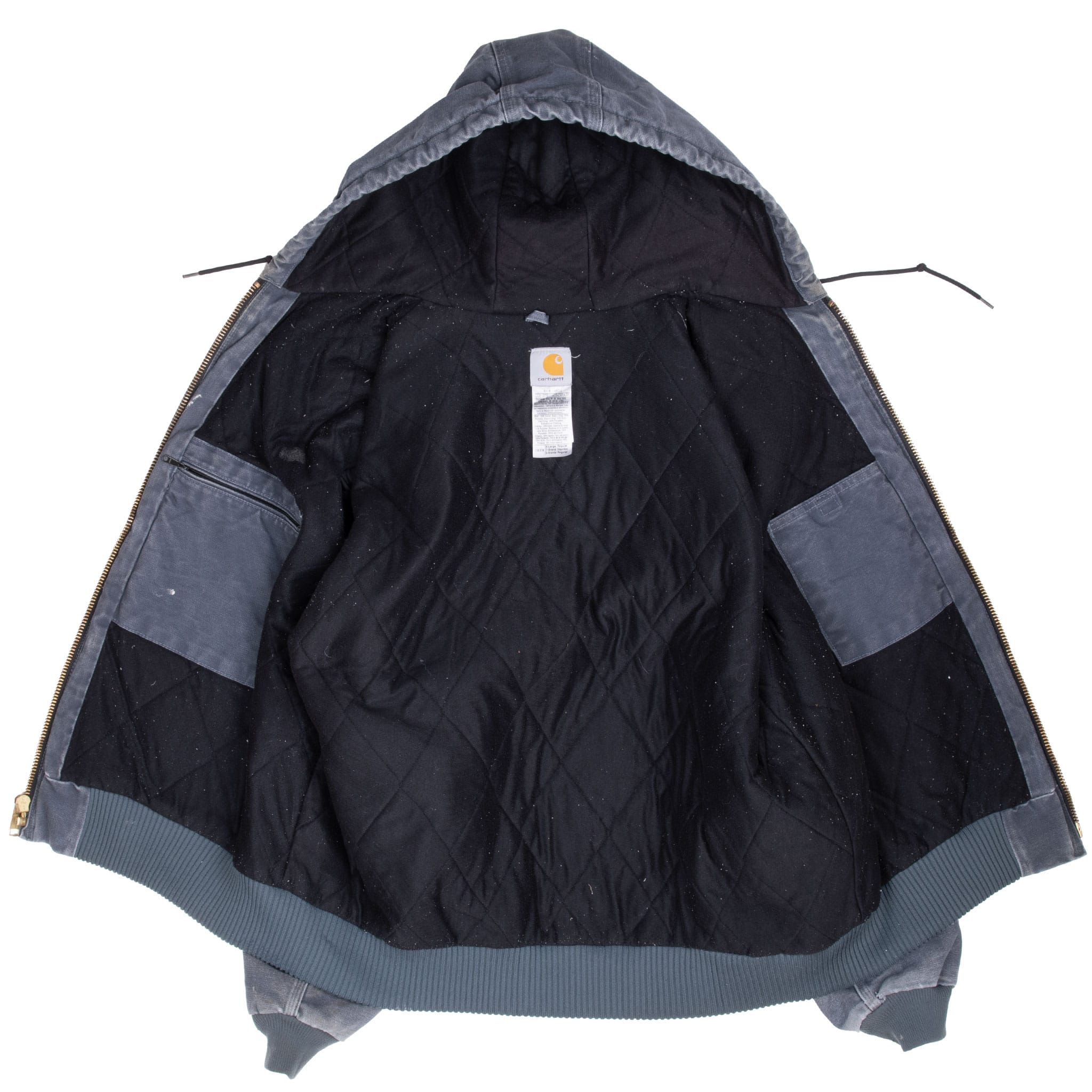 VINTAGE CARHARTT GREY J130 STM ACTIVE JACKET WITH HOOD 2008 XL