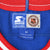 Close-up of Starter and NHL neck labels with medium size tag inside blue Rangers jersey