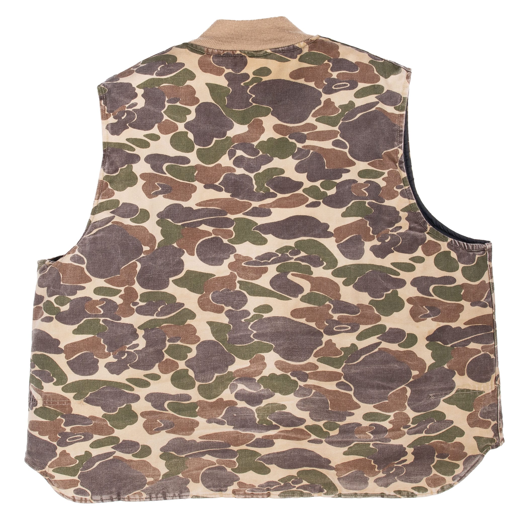 VINTAGE CARHARTT DUCK CAMO QUILT LINED VEST JACKET VQ183 1990S 3XL MADE IN USA