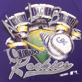 Vintage Purple MLB Colorado Rockies Tee Shirt 1991 Size Medium Made In USA With Single Stitch Sleeves