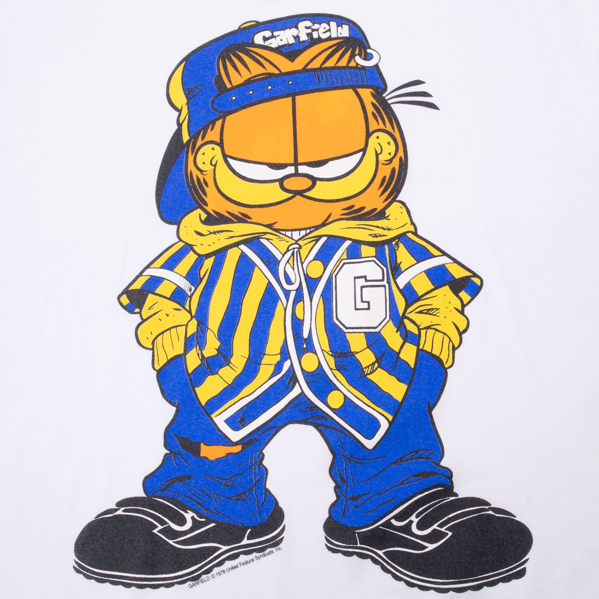 VINTAGE GARFIELD 1990S WHITE TEE SHIRT XL MADE IN USA