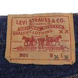 Beautiful Indigo Levis 501 Jeans 1980S Made in USA with Very Dark Wash wash Size on Tag 36X36 Actual Size 35X36 Back Button #515