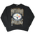 Full front view of black Pittsburgh Steelers sweatshirt with logo graphic and ribbed trim