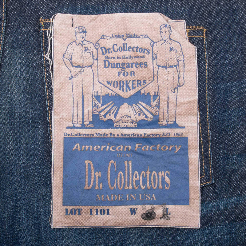 Vintage Dr Collectors Lot 08 Dark Wash Blue Jeans With Light Whiskers Size 33X33 Made In Usa