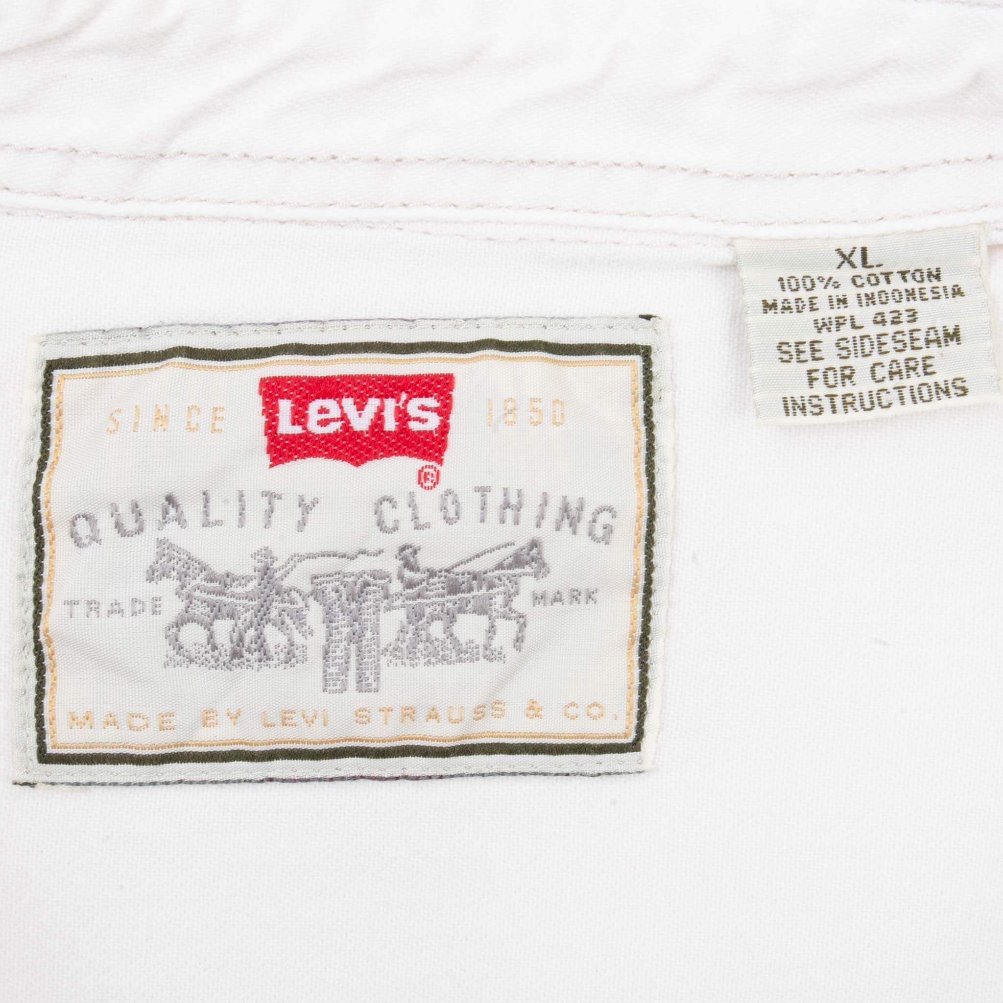Vintage Levis Denim White Pocket Shirt 1990S Size XL