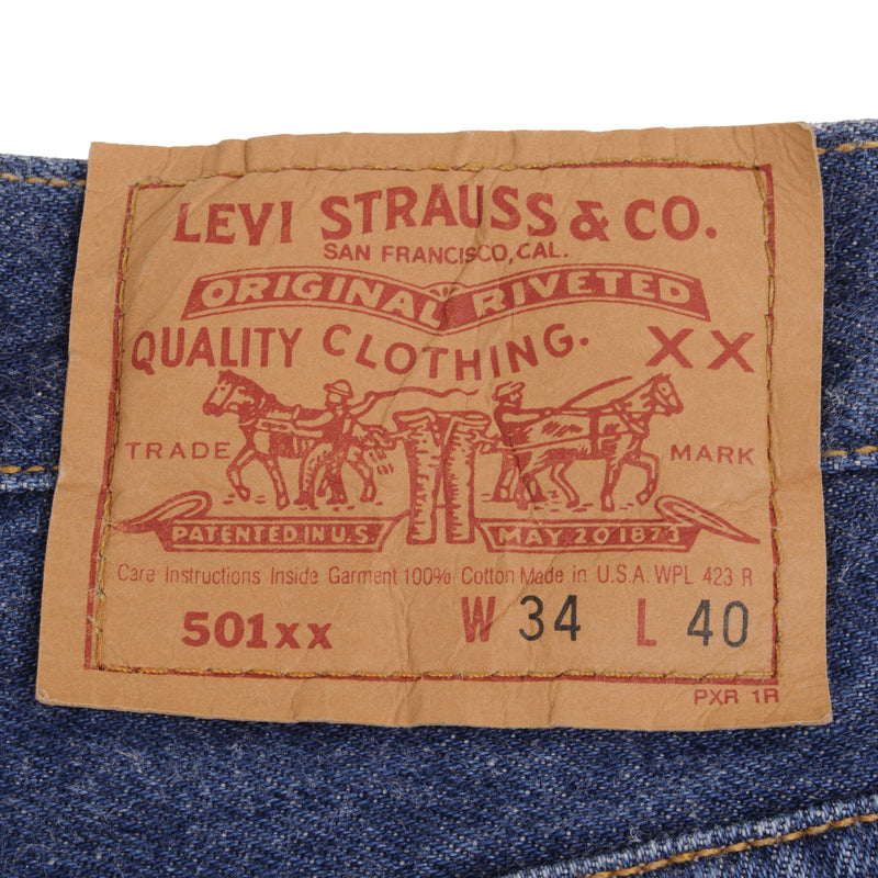 Beautiful Indigo Levis 501 Jeans 1980S Made in USA with Medium Wash Size on Tag 34X40 Actual Size 32X36 Back Button #552
