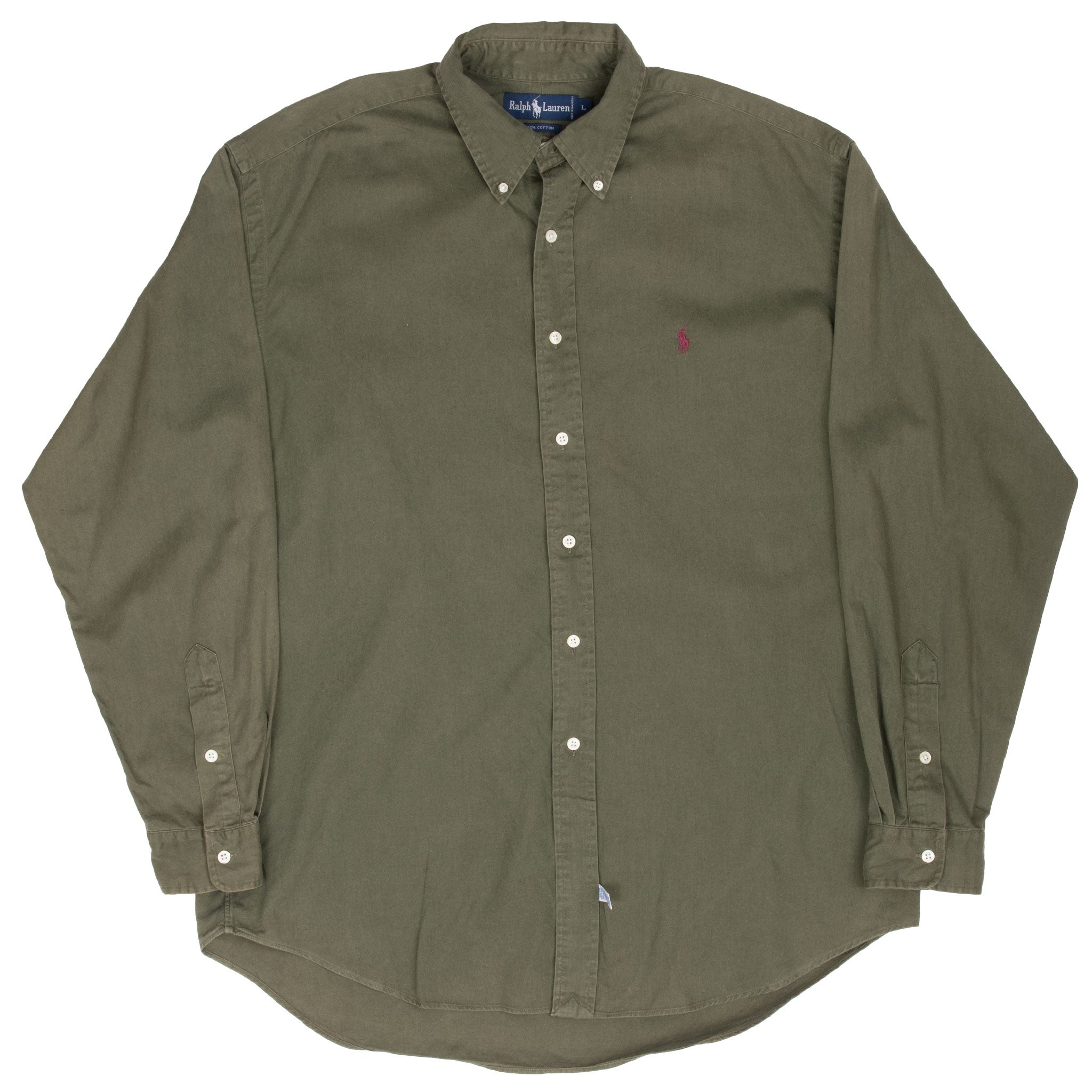 Vintage Ralph Lauren Olive Green Shirt 1990S Size Large