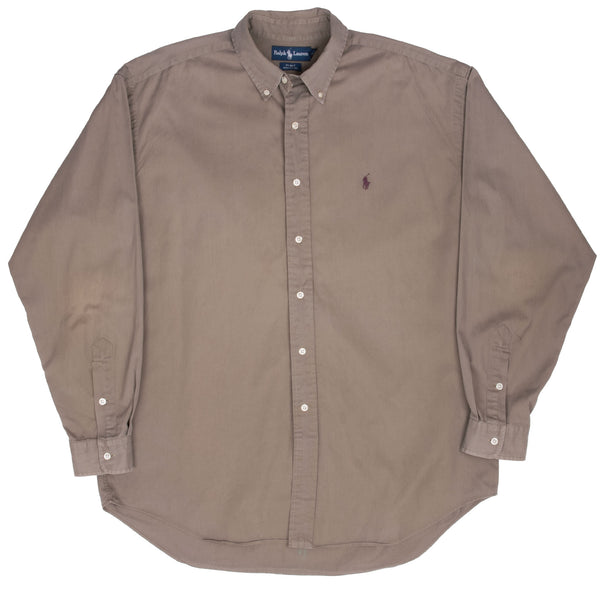 Vintage Ralph Lauren Grey Brown Shirt 1990S Size Large
