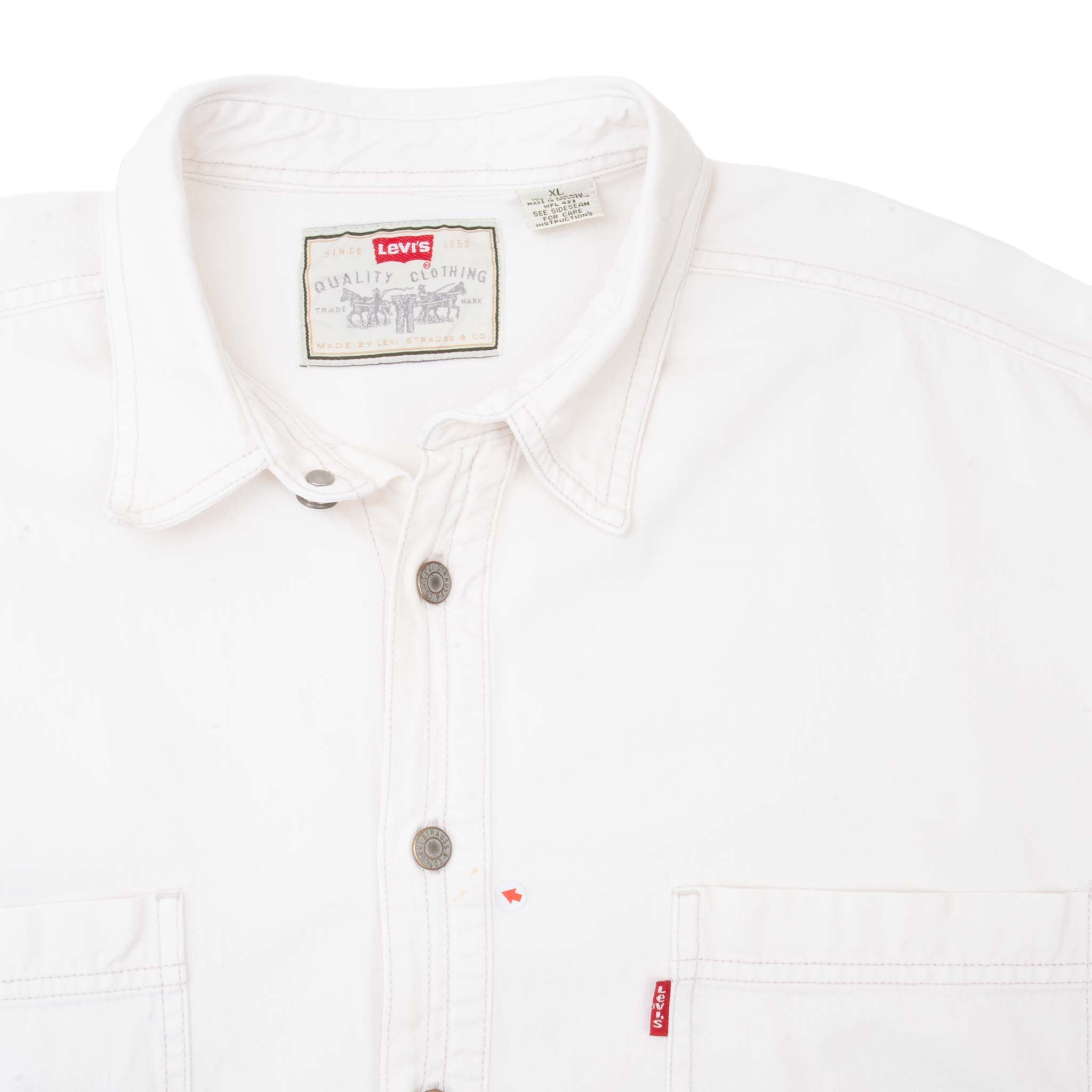VINTAGE LEVIS RED TAB DENIM WHITE POCKET SHIRT 1990S SIZE XL