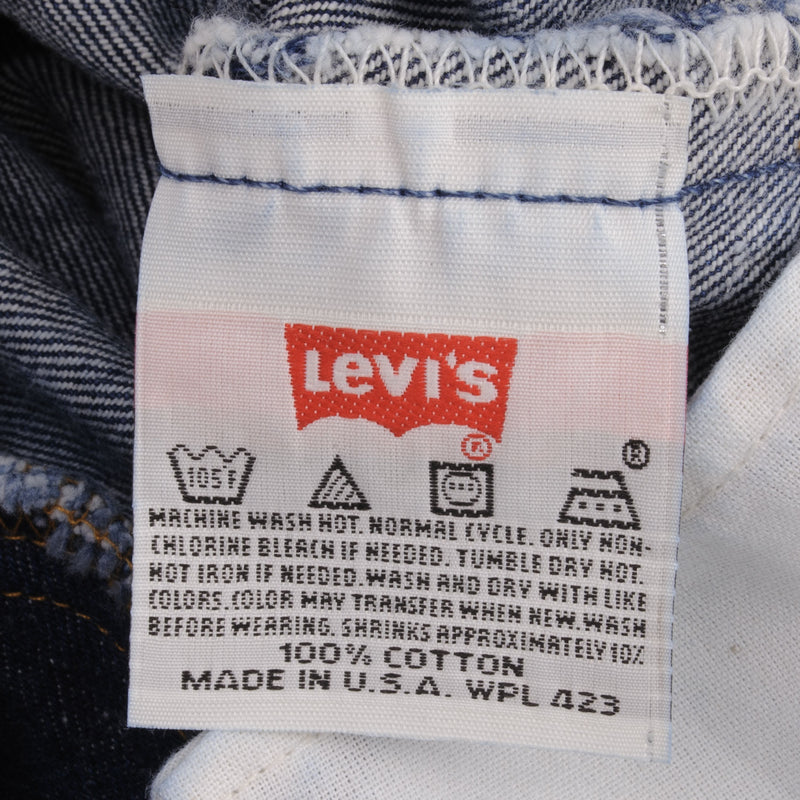 Beautiful Indigo Levis 501 Jeans 1990S Made in USA with Very Dark Wash Size on Tag 32X38 Actual Size 31X36 Back Button #524
