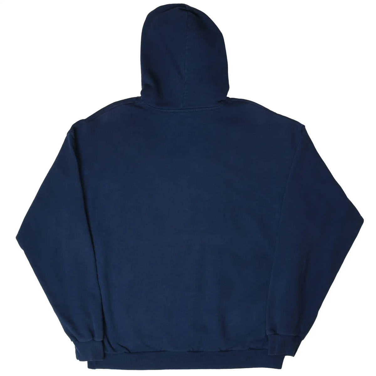 Back of navy blue Nike pullover hoodie with a plain design