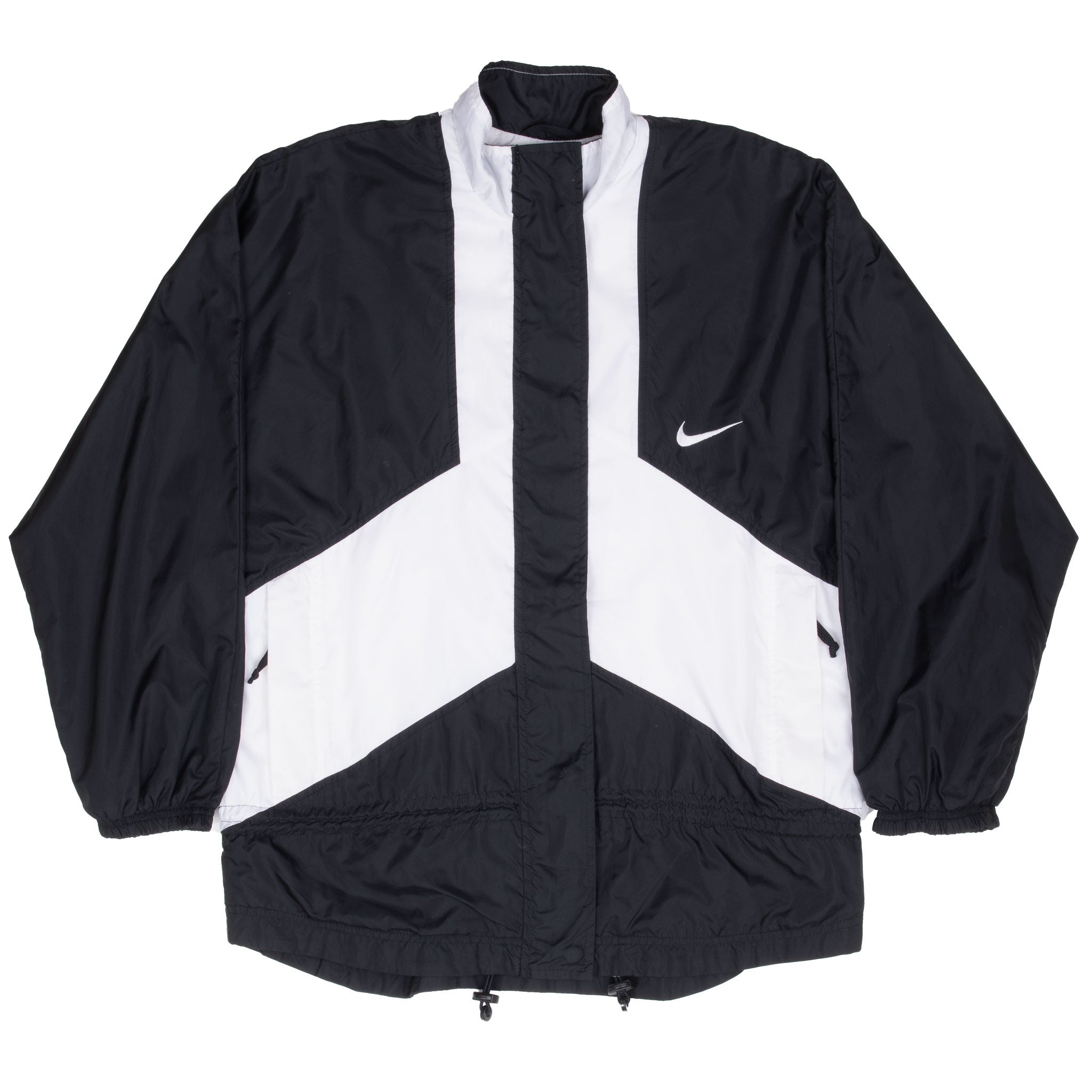 Vintage Nike Black And White Big Swoosh Windbreaker Jacket 1990S Size Small Women
