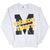 Full front view of gray Mizzou Tigers crewneck sweatshirt with black and yellow graphic