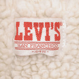 Vintage Levis Sherpa Trucker Denim Jacket Dark Wash 1980s Size 44R Made In USA.  Button #527