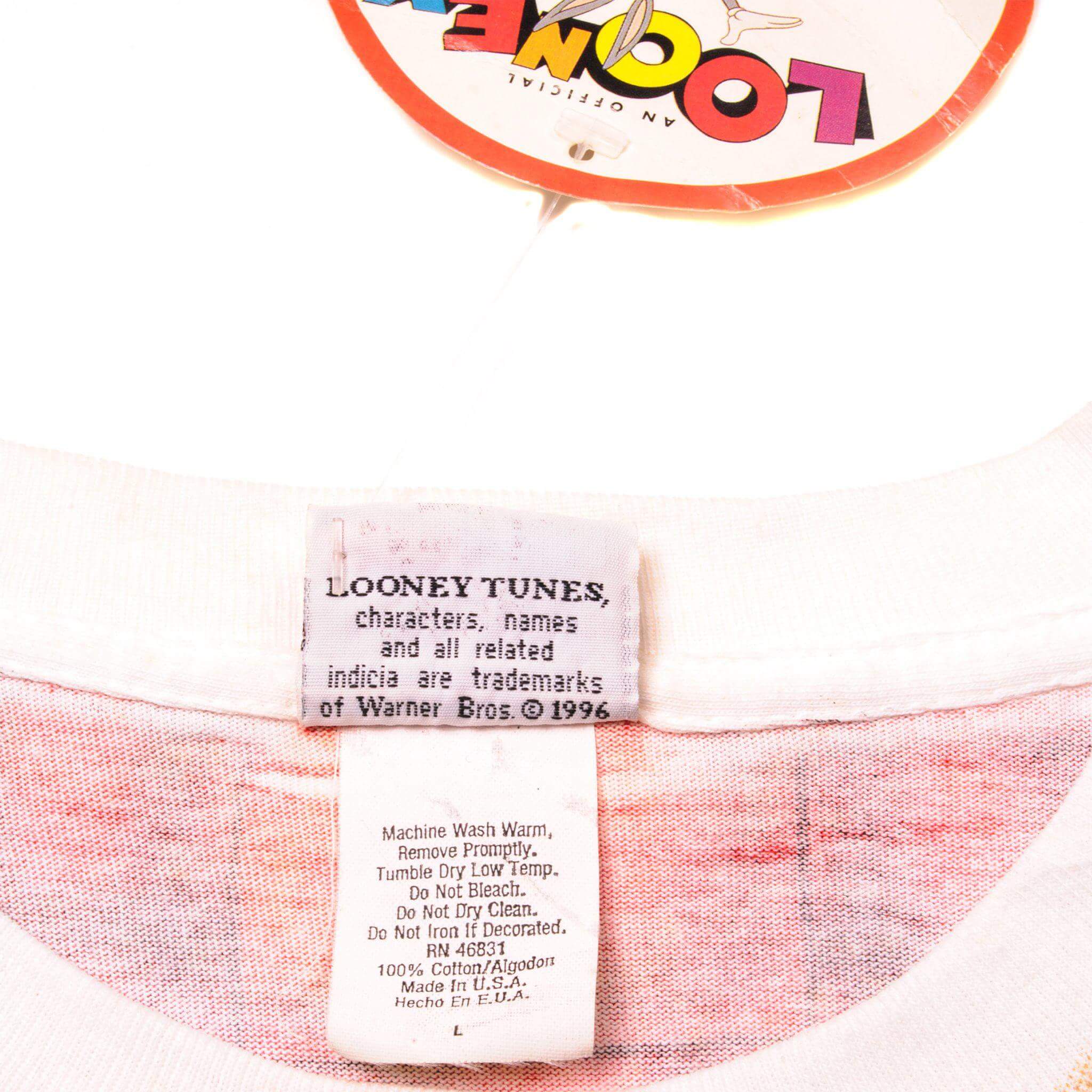 Vintage Tag Label Looney Tunes 1996 90s 1990s