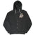 Front of black Harley-Davidson zip hoodie with white drawstrings and eagle chest graphic
