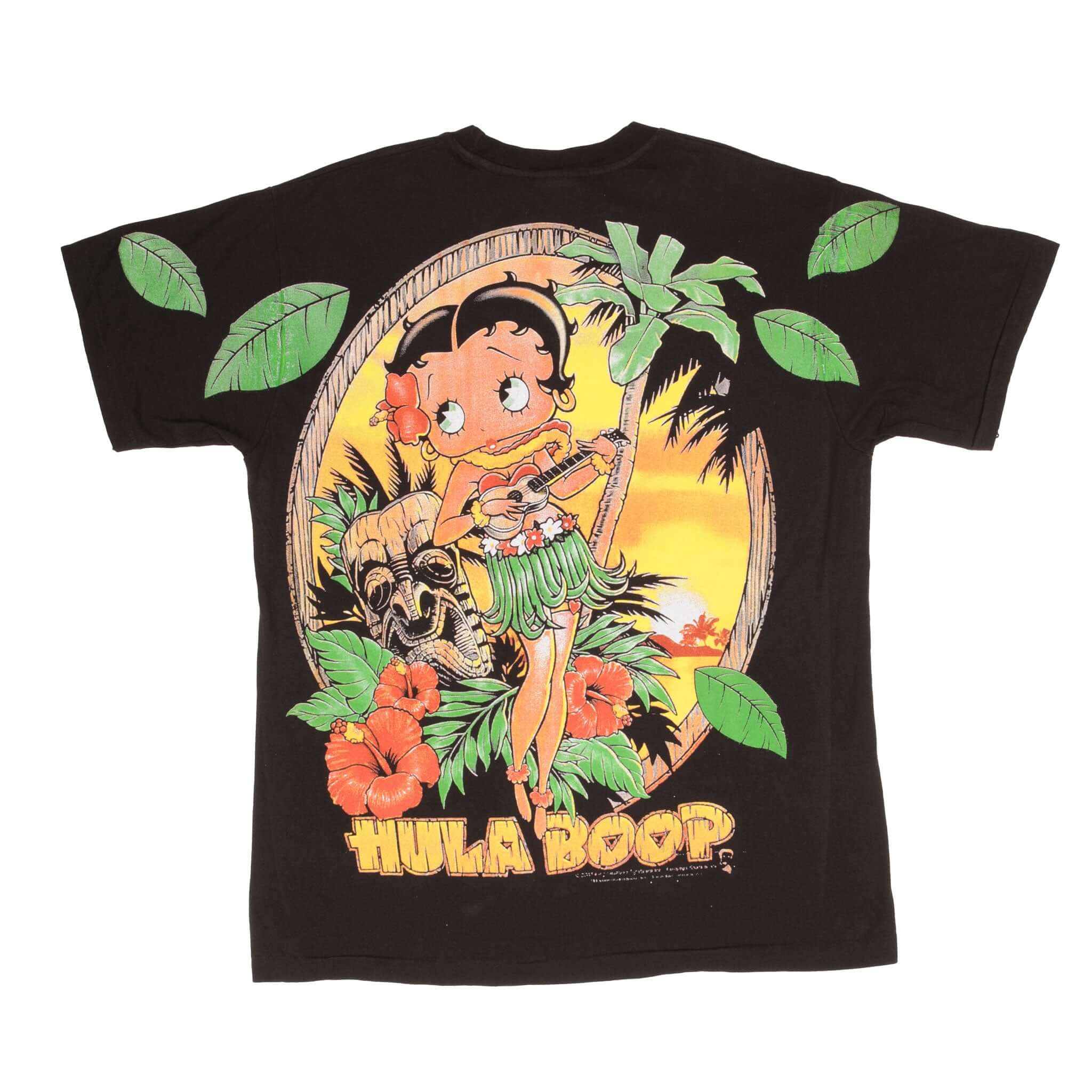 Bootleg Betty Boop Luau Lady Hawaiian All Over Print Tee Shirt Size XL Single Stitch