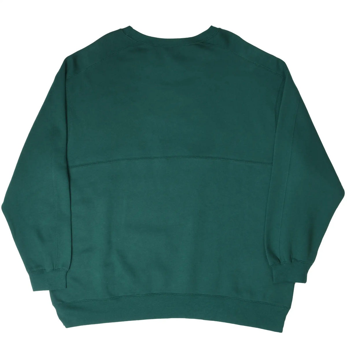 Back of dark green Disney Mickey Mouse sweatshirt with plain design and horizontal seam