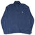 Full front view of blue Polo Ralph Lauren quarter-zip sweater with white pony logo