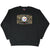 Full front view of black Pittsburgh Steelers crewneck sweatshirt with embroidered chest graphic