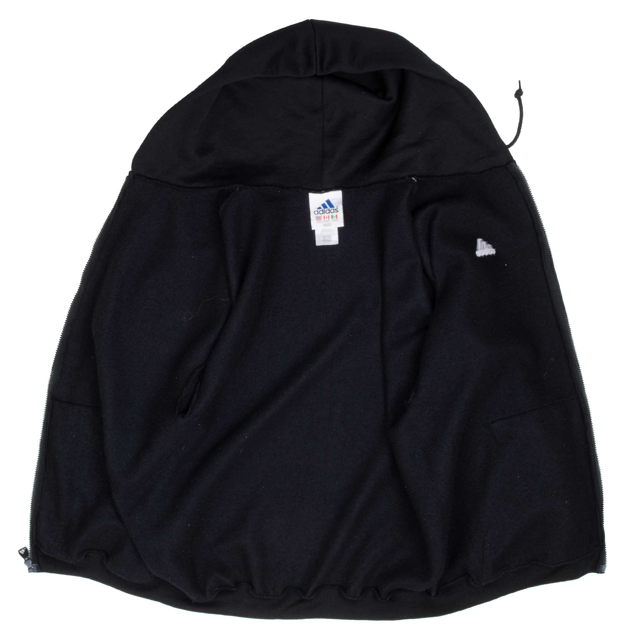 Vintage Adidas Black Hooded Track Jacket 1990S Size Small Made In USA