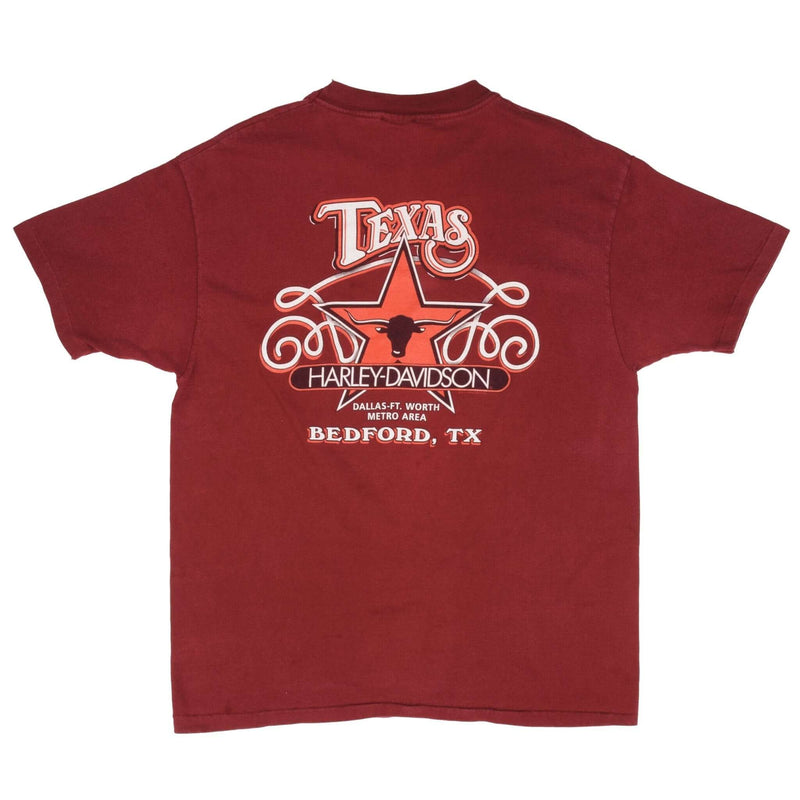 Vintage Harley Davidson We don't Just Stop Traffic We Strop Time Bedford Texas 1996 Size XL Made In USA With Single Stitch Sleeves