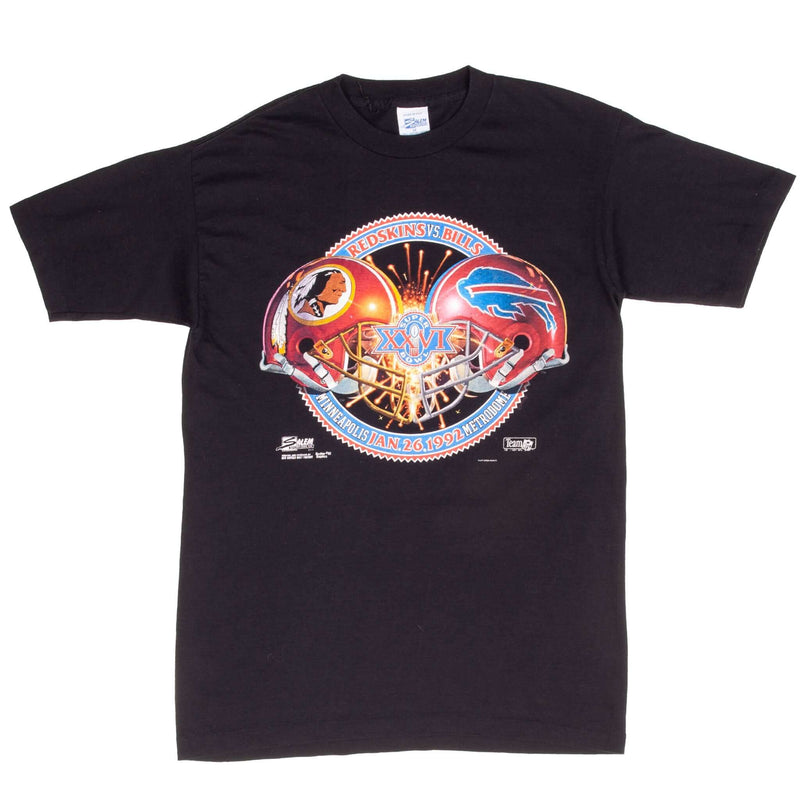 Vintage Nfl Super Bowl XXVI Washington Redskins Vs Buffalo Bills 1992 Tee Shirt Medium Made In Usa With Single Stitch Sleeves
