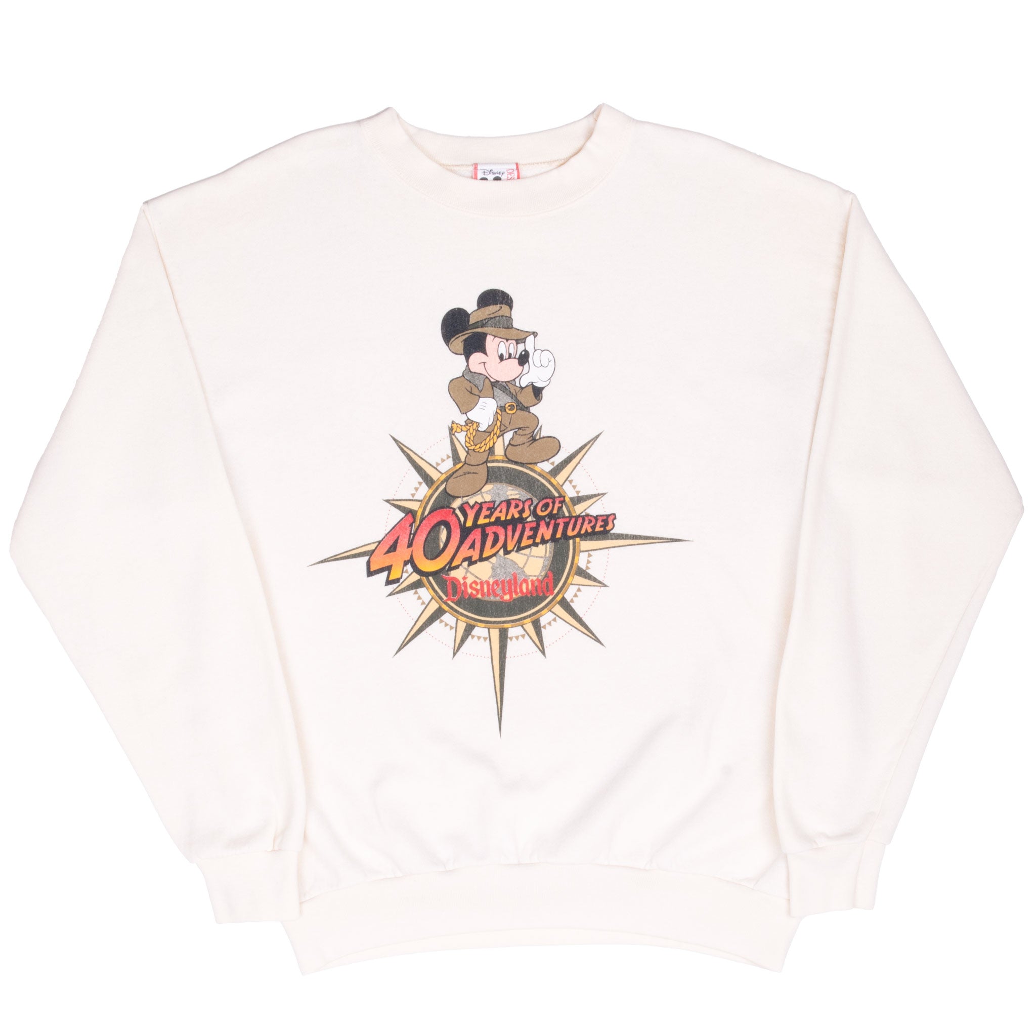 VINTAGE DISNEY MICKEY INDIANA JONES 40 YEARS OF ADVENTURE SWEATSHIRT 1990S LARGE