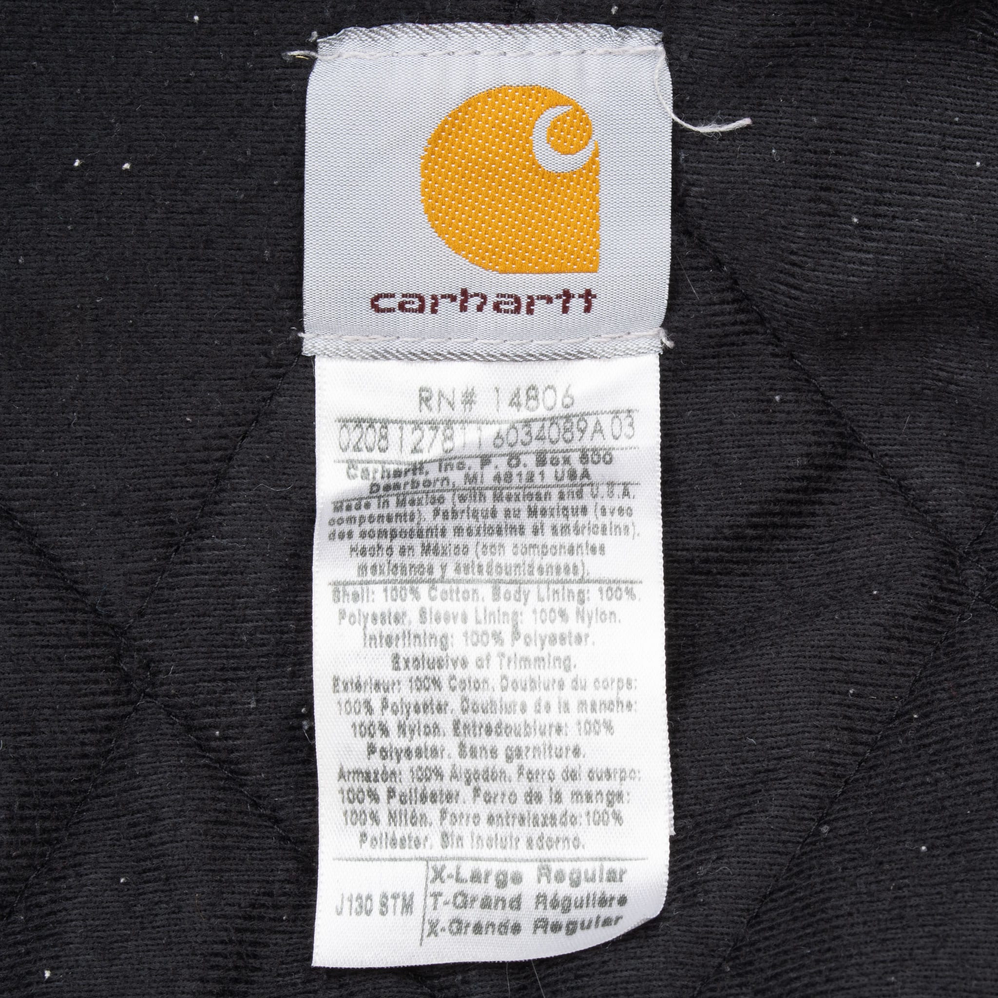VINTAGE CARHARTT GREY J130 STM ACTIVE JACKET WITH HOOD 2008 XL