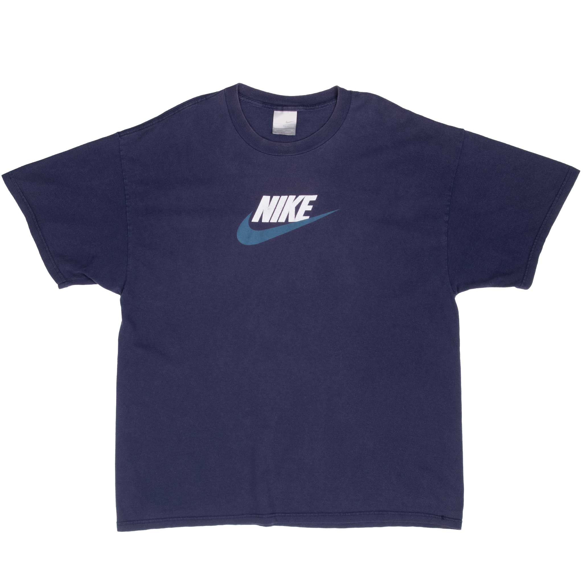 Vintage Nike Spellout Blue Tee Shirt 2000S Size XL