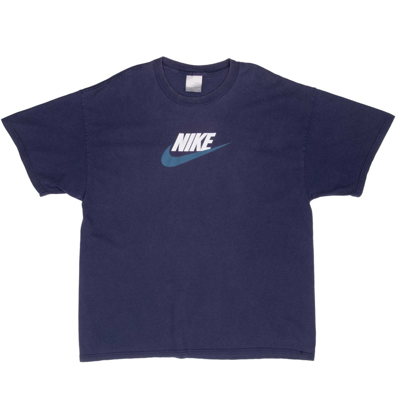 Vintage Nike Spellout Blue Tee Shirt 2000S Size XL