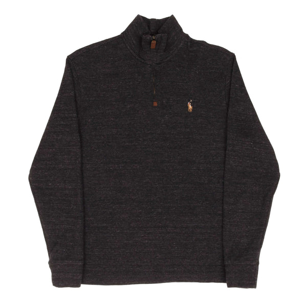 POLO RALPH LAUREN DARK GREY QUARTER 1/4 ZIP SWEATER SIZE MEDIUM