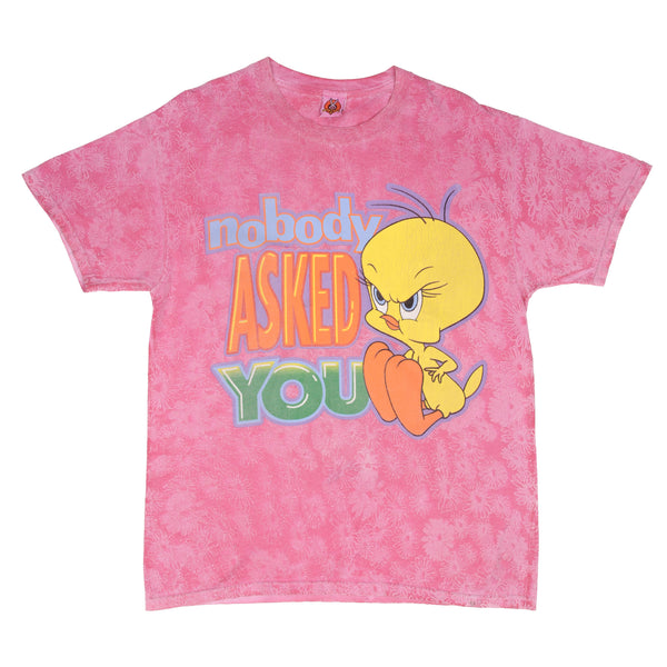 Vintage Looney Tunes Tweety Nobody Asked You Pink Flower Tee Shirt 1997 Size Large