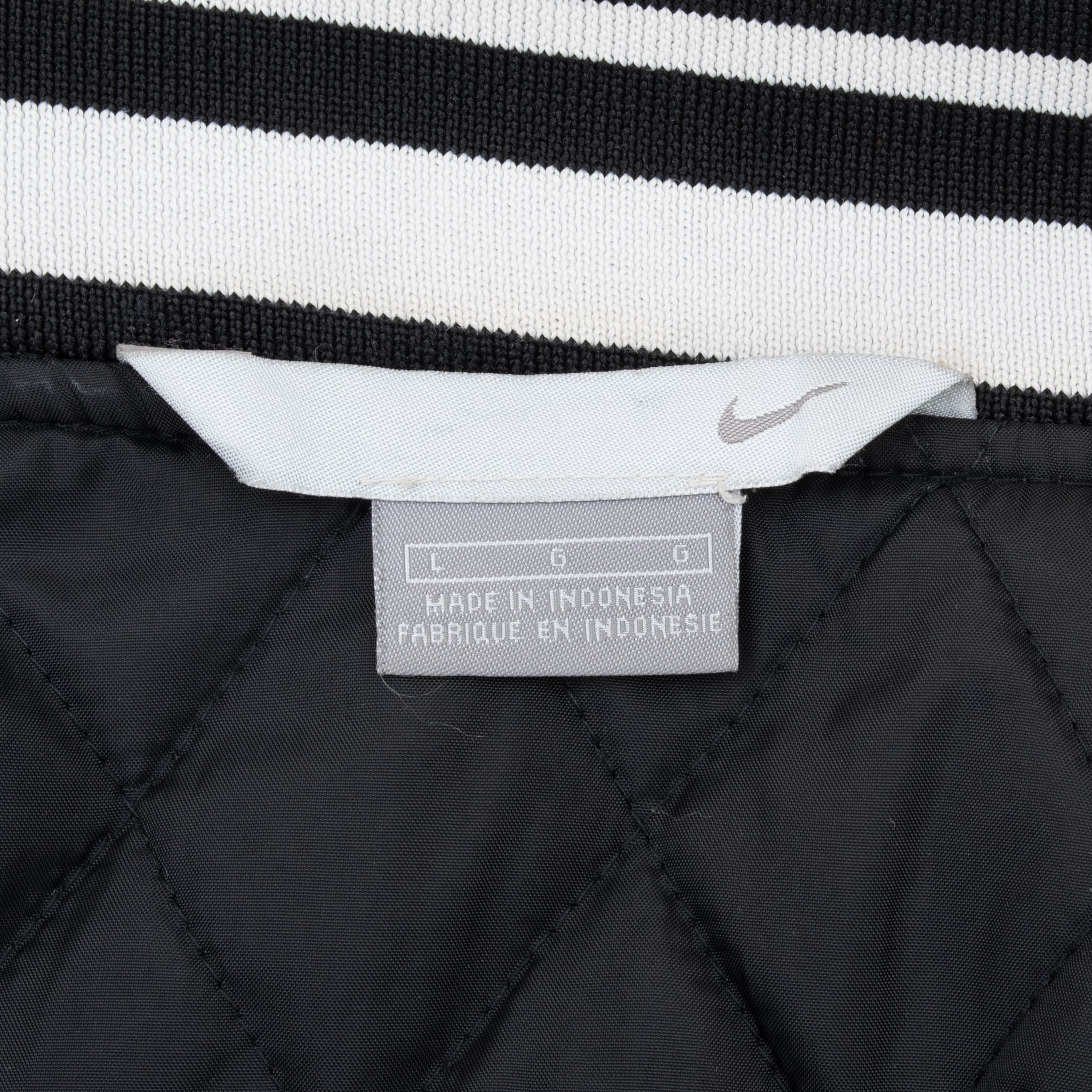 VINTAGE NIKE SWOOSH BLACK WOOL BOMBER VARSITY JACKET 2000S SIZE LARGE
