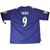 Back of purple Baltimore Ravens jersey with Tucker name, number 9, and sleeve logos