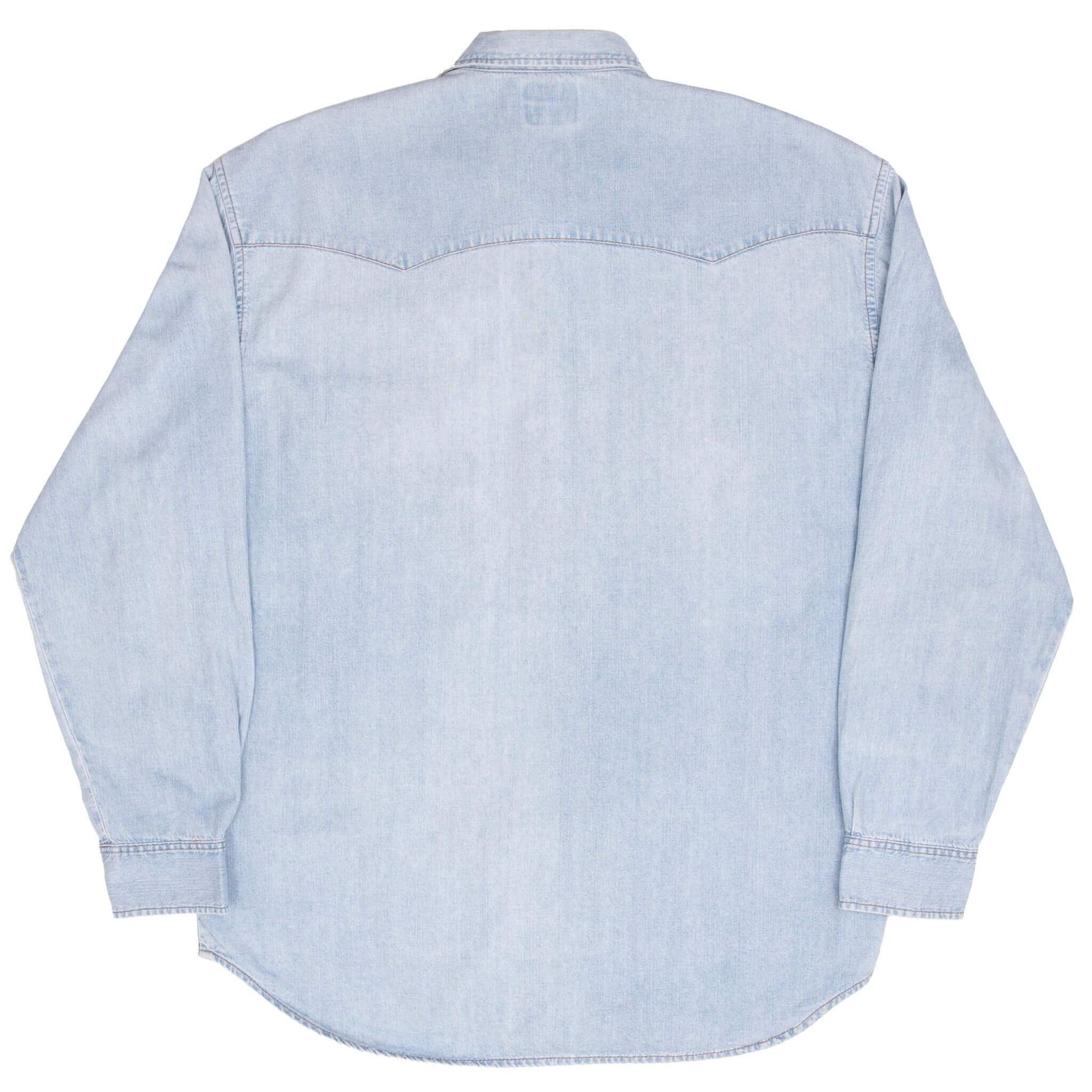 VINTAGE LEVIS DENIM BLUE WESTERN POCKET SHIRT ORANGE TAB 1990S 
