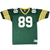Full front of green Champion football jersey with white number 89 and yellow striped sleeves